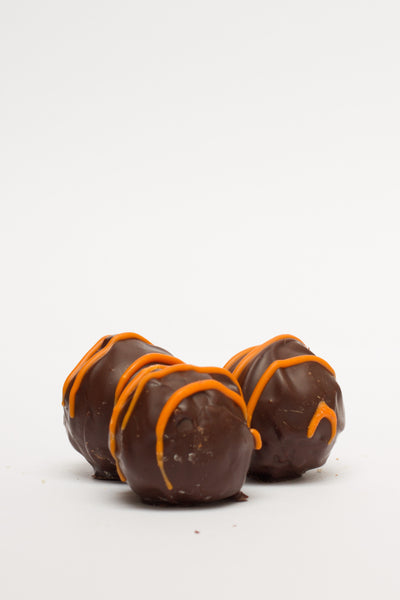 Orange truffles in dark chocolate