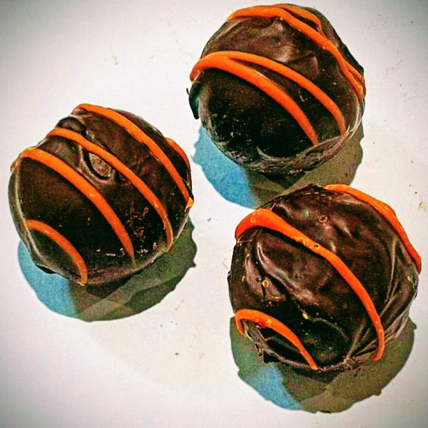 Orange truffles in dark chocolate