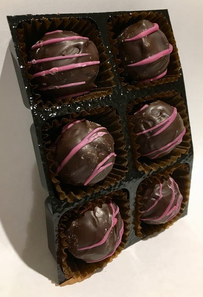 Raspberry fondant in dark chocolate