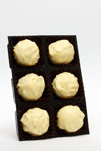 Champagne truffles in white chocolate