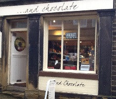 view of the chocolate shop on Haworth Main Street